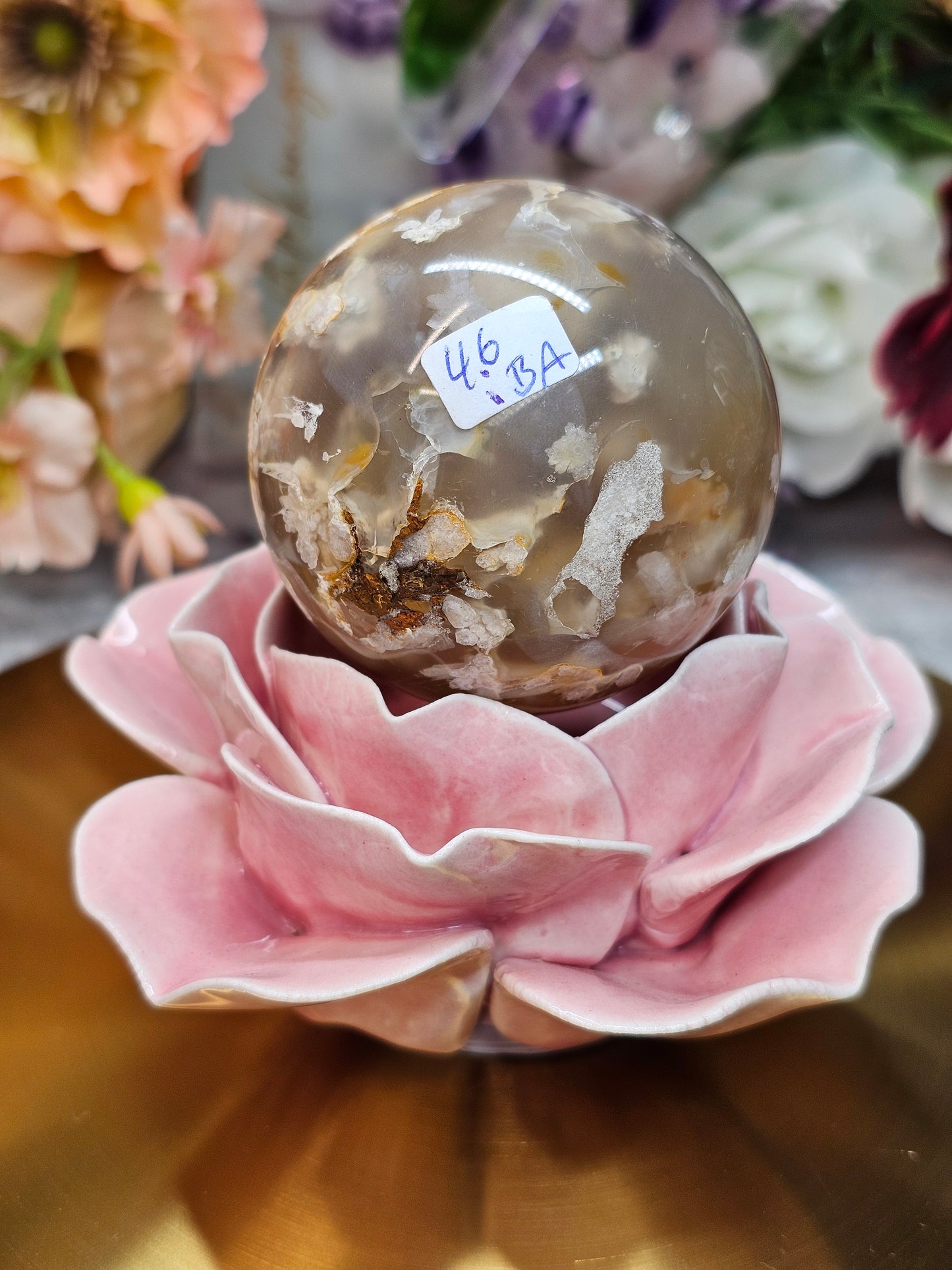 Blumenachat Druzy Kugel 46iba