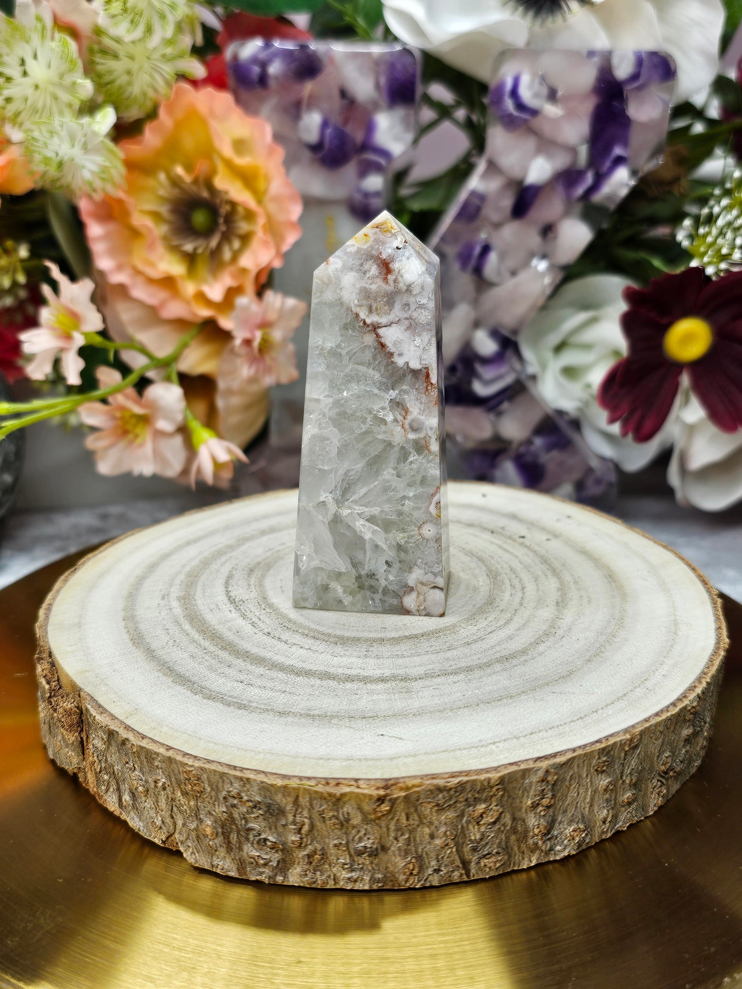 Blumenachat Grünquarz Turm