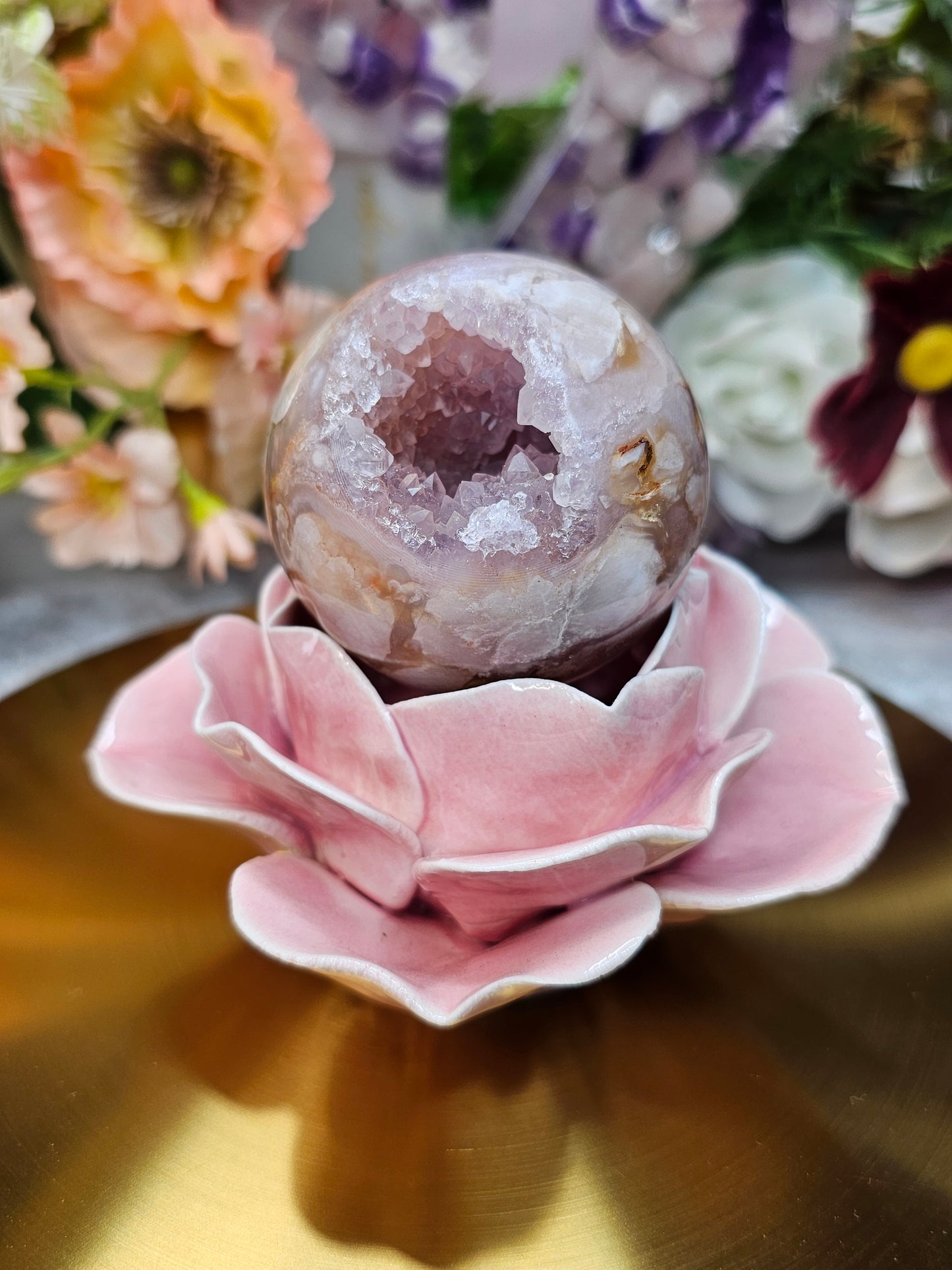 Blumenachat Druzy Kugel 42bk