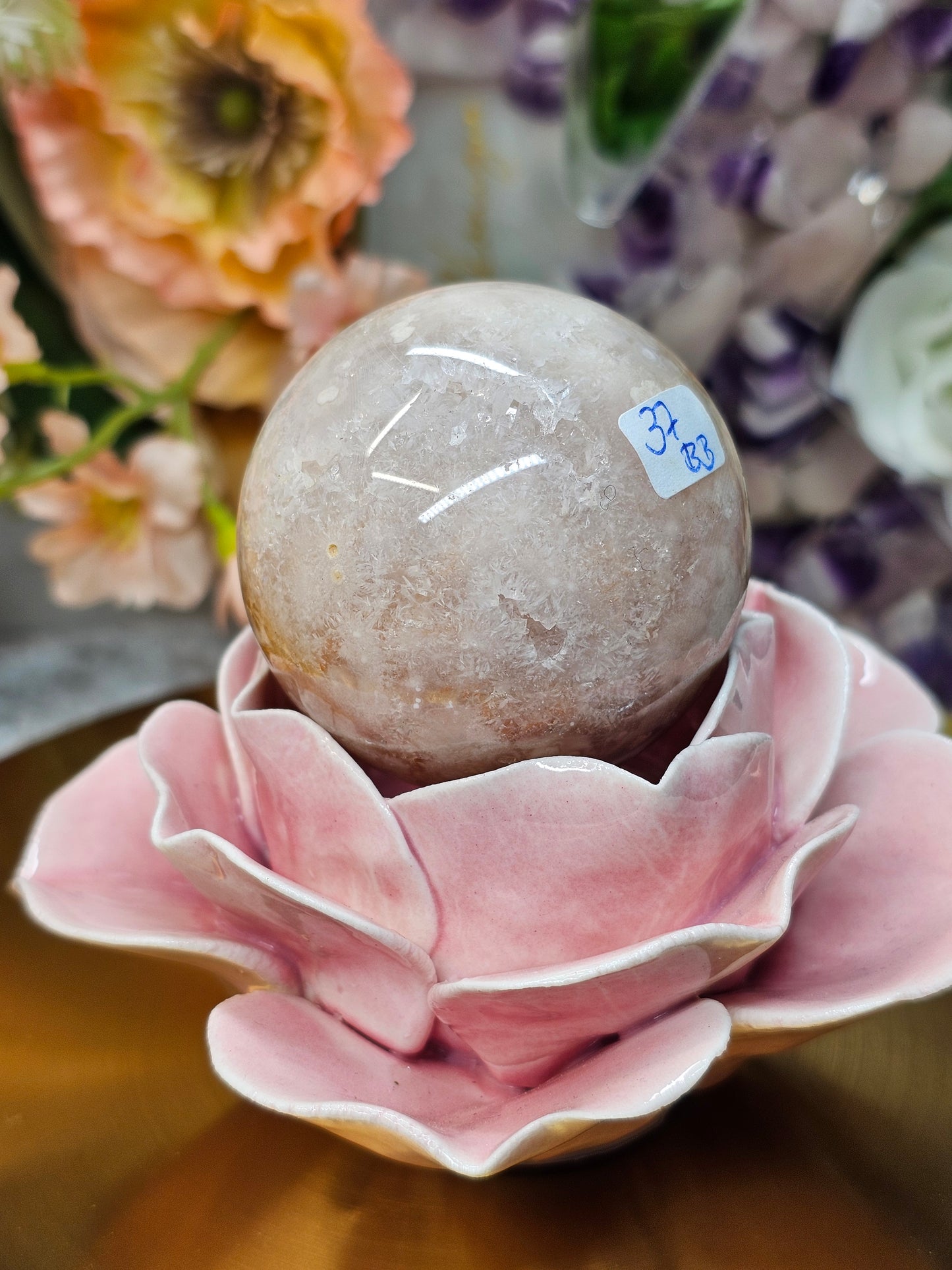 Blumenachat Druzy Kugel 37bb