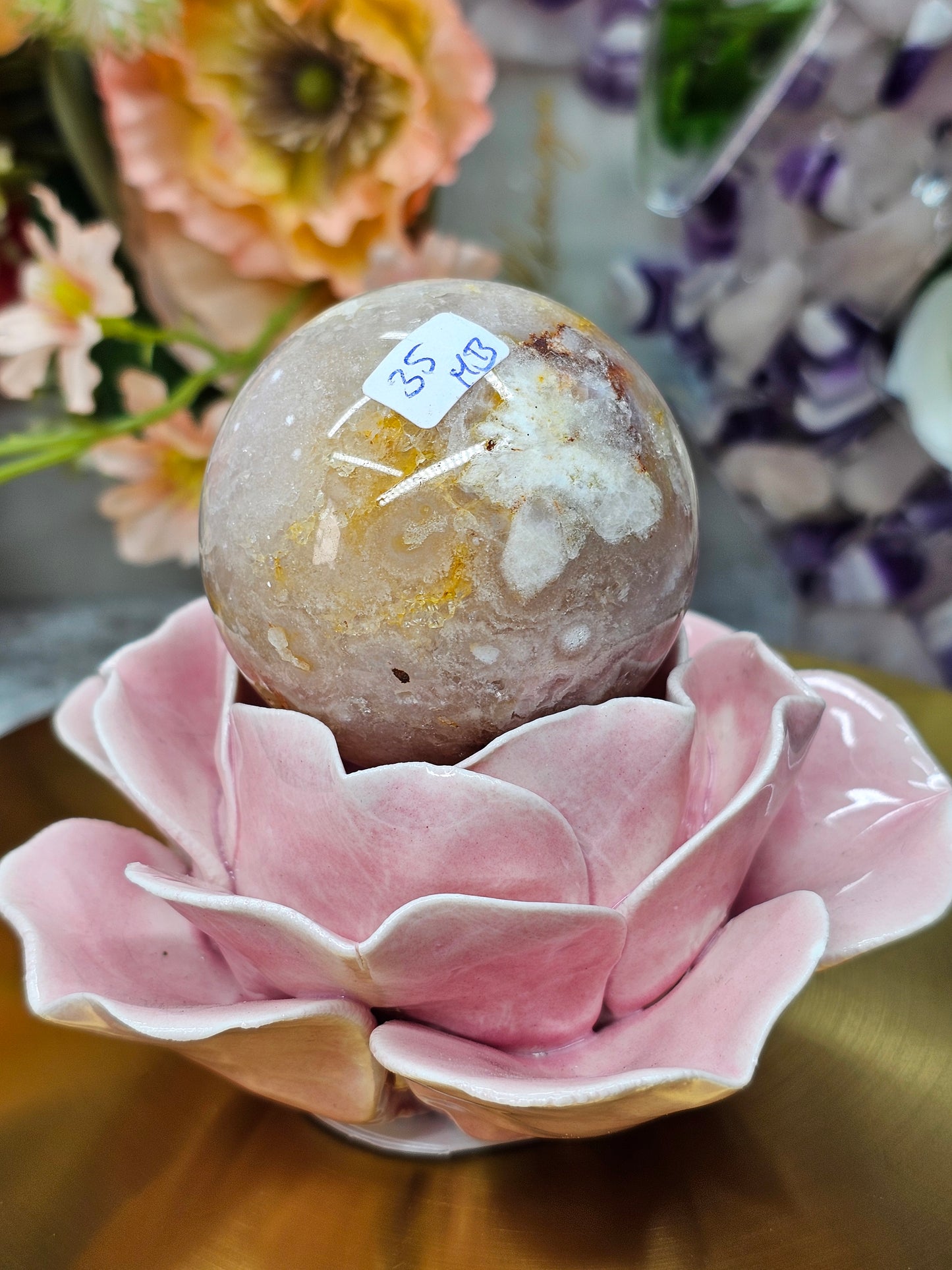 Blumenachat Druzy Kugel 35mb