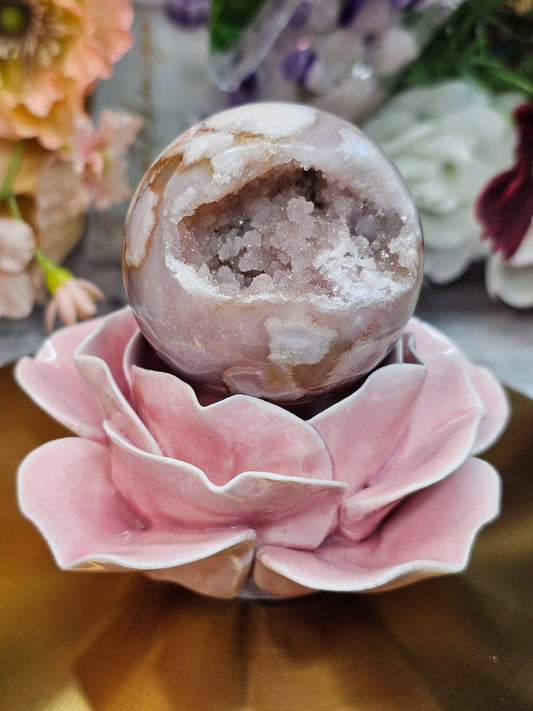 Blumenachat Druzy Kugel 43ba