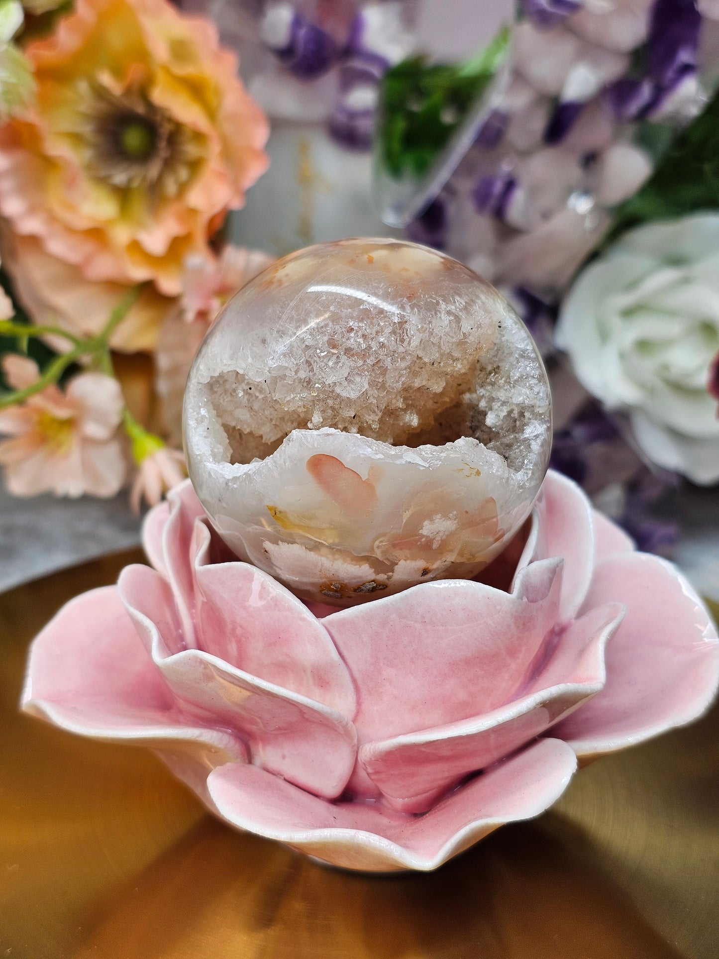 Blumenachat Druzy Kugel 38ibk
