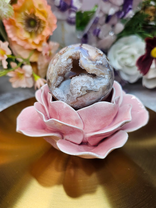 Blumenachat Druzy Kugel 28bc