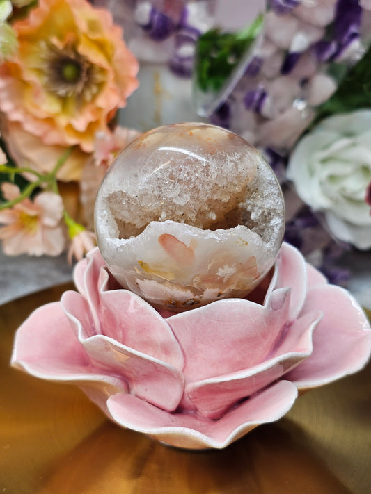 Blumenachat Druzy Kugel 38ibk